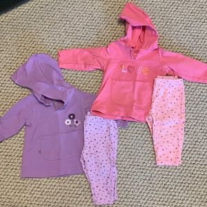 Carters hoodie and pants bundle of 2 matching sets.